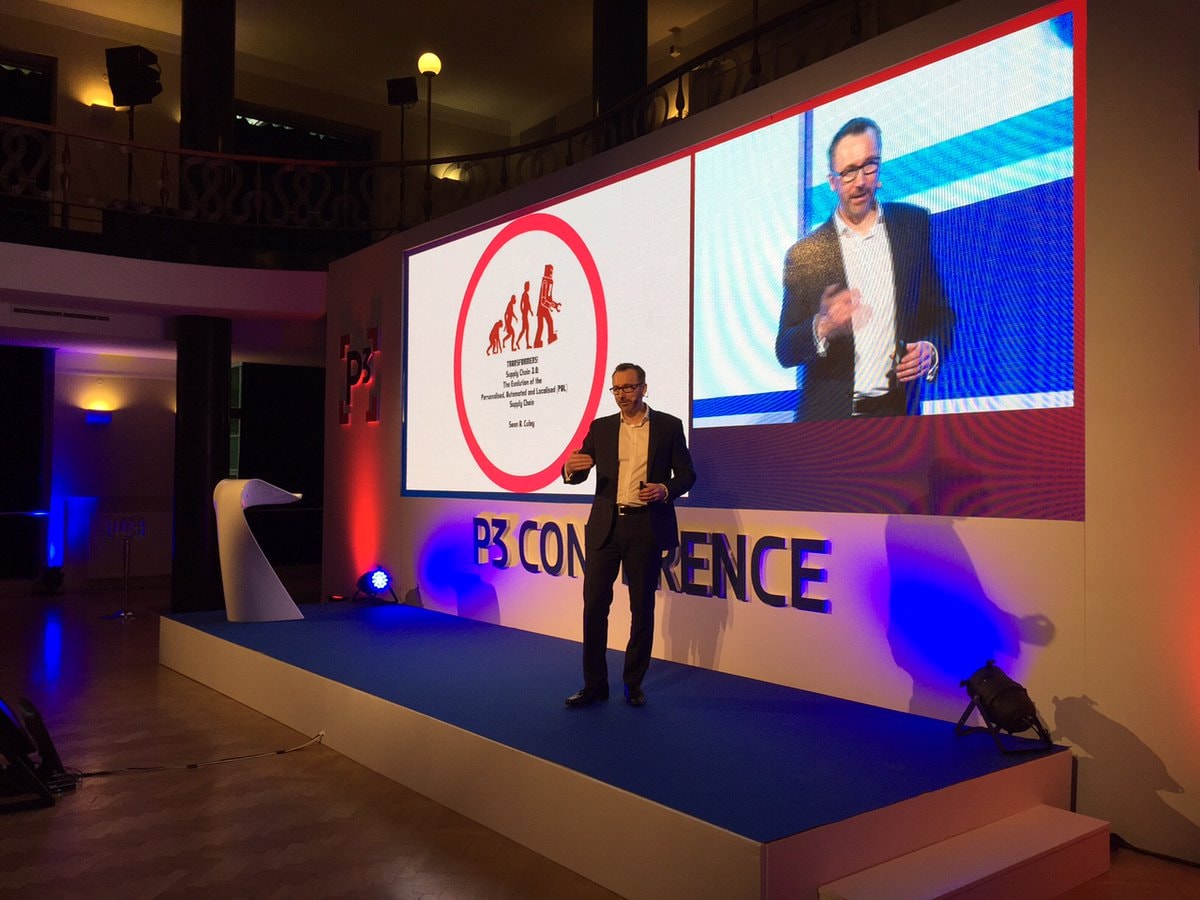 Sean Culey presenting on stage for P3 Logistic Parks